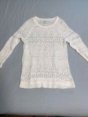 Van Heusen White Crochet Knit Pullover